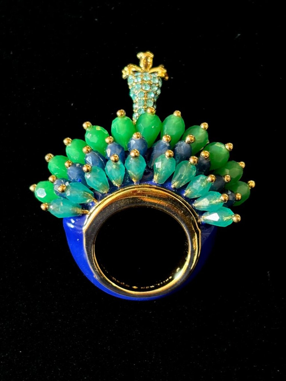RARE Kate Spade Full Plume Peacock Cocktail Ring EXCELLENT CONDITION - Picture 3 of 8